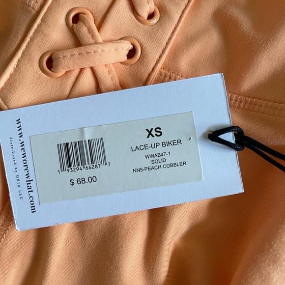 NEW Revolve WeWoreWhat Lace Up Biker Short Orange XS - Picture 6 of 7